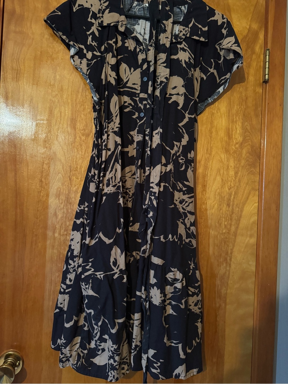 Terra & Sky Navy Dress with Tan Floral Print
